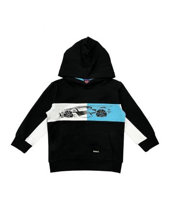 Boys Black Bugatti Car-Print Hoodie