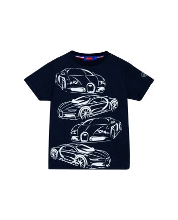 Boys Navy Blue Bugatti Car-Print T-Shirt
