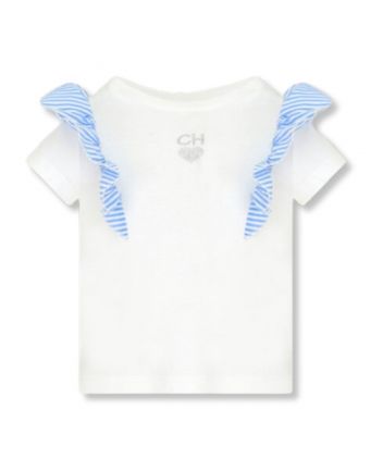 Girl White Solid Print T-Shirt