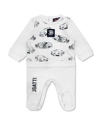 Baby Boys White Logo-Print Romper