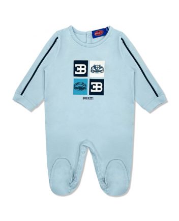 Baby Boys Blue Logo-Print Romper