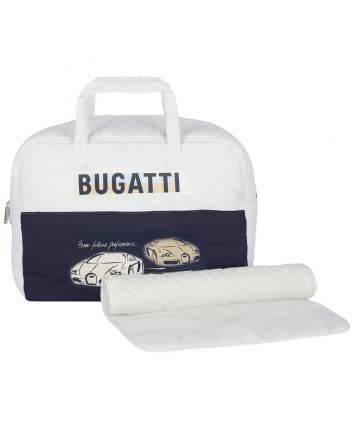 Baby Boys White & Blue Car-Print Changing Bag