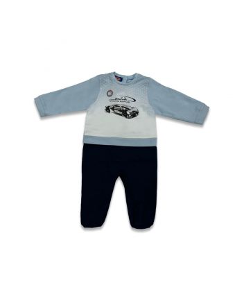 Baby Boys Blue Sports Car Print Romper