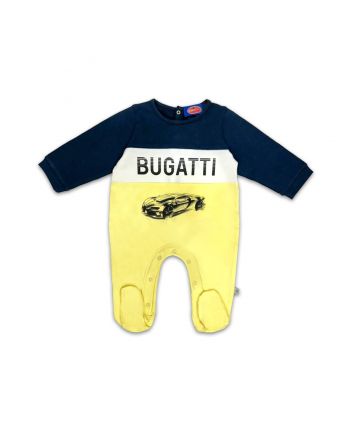 Baby Boys Blue & Yellow Logo-Print Romper
