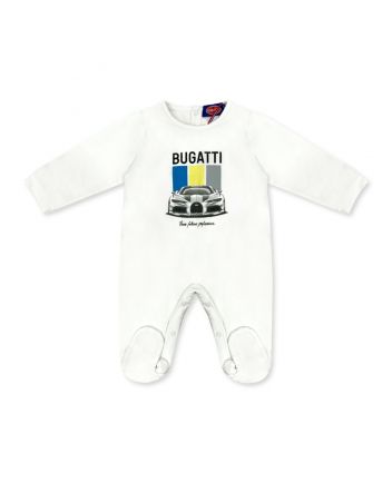 Baby Boys White White Sports Car Print Romper