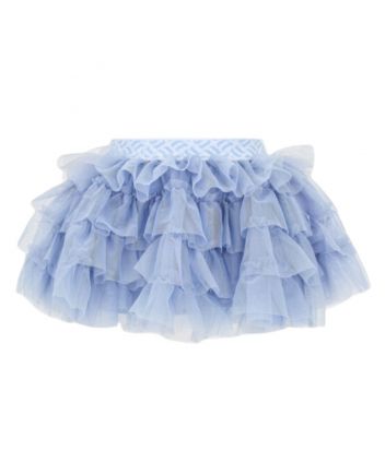 Girl Blue Solid Print Skirts