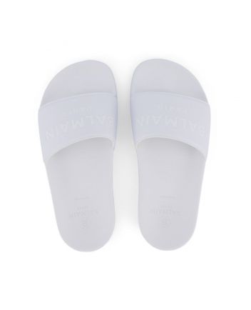 Unisex White Logo Slides
