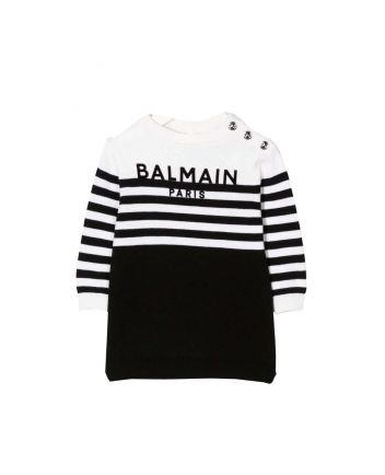 Logo Intarsia Striped Jumper Dress