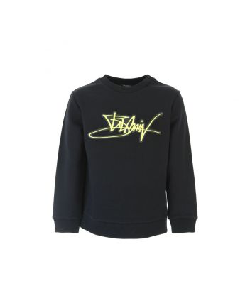 Black Round Neck Logo Print Sweatshirt