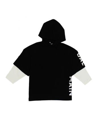 Black Balmain T-Shirt With Hoodie
