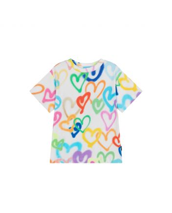 Girls Multi-Color Cotton Heart T-Shirt
