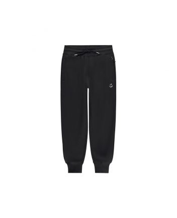 Girls Black Smile Logo Print Sweatpant