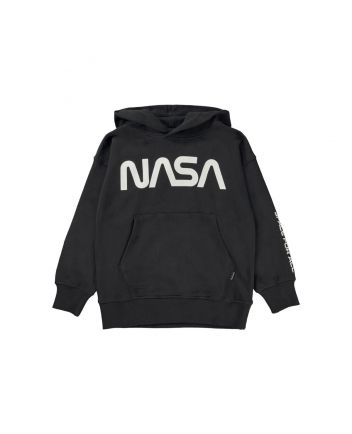 Boys Black Nasa Logo Print Hoodie