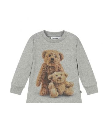 Baby Unisex Grey Cotton Teddy Bear T-Shirt