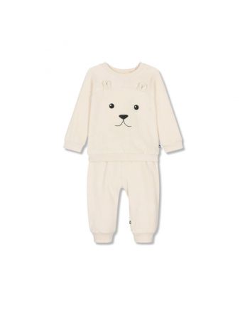 Baby Unisex Ivory Cotton Bear Trouser Set