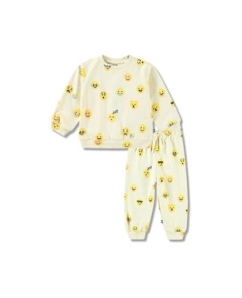 Baby Unisex Ivory Emoji-Print Tracksuit