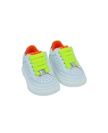 White Perforated Sneakers With Colourful Detailing
