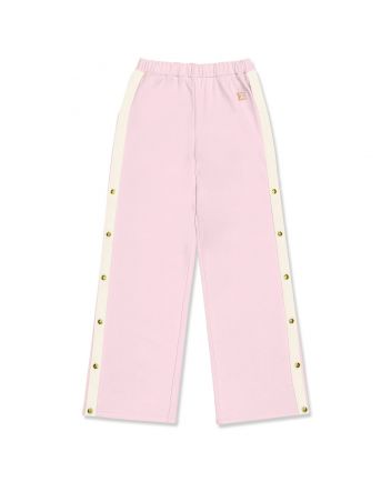 Girls Pink Embroidered-Logo Bell Bottoms Trousers