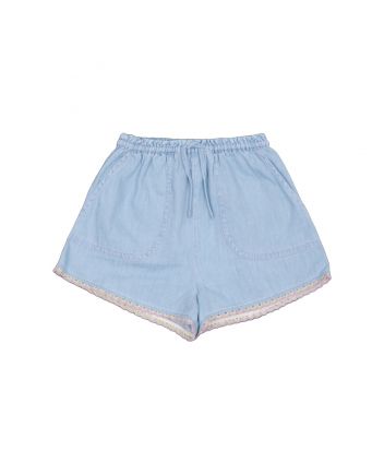 Girls Light Blue Denim Shorts
