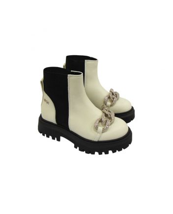 White N21 Boots With Studded Chain Loops