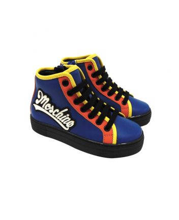 The Blue Orange Yellow High Top Sneaker By Moschino