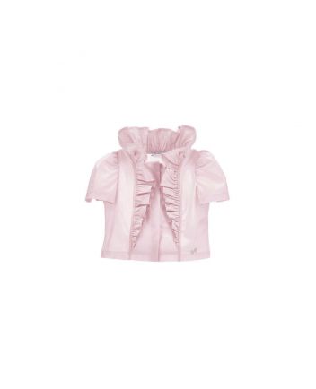 Girls Pink Cotton Ruffle Top