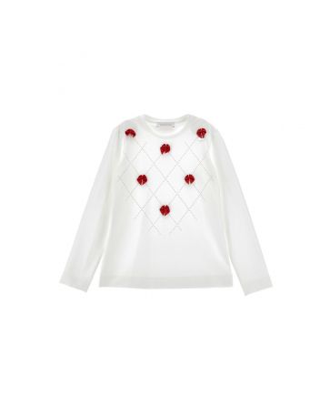 Girls White Rhinestones And Bows T-shirt