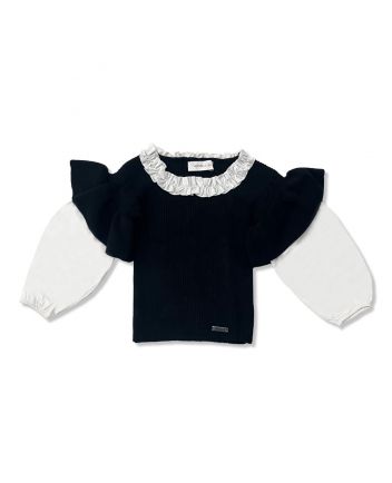 Girls Black & White Logo-Patch T-Shirt