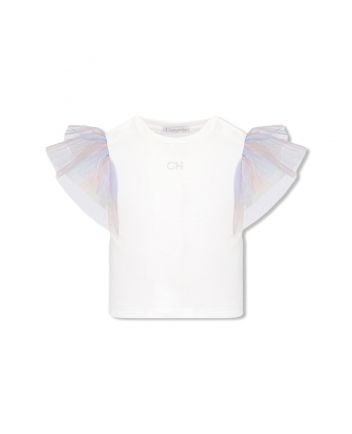Flounces Printed T-Shirt, ecru