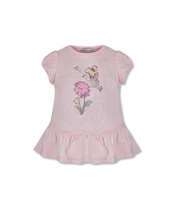 Decorated Printed Dress, pink