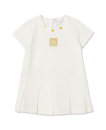 Baby Girls White Logo-Patch Dresses