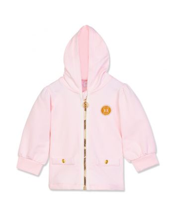 Baby Girls Pink Zip-Up Twin Pocket Hoodies