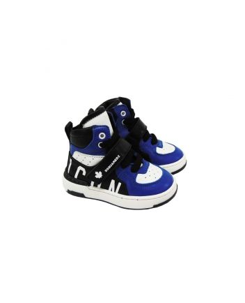 Color Blocked Blue White & Black Sneakers By Dsquared2 Icon