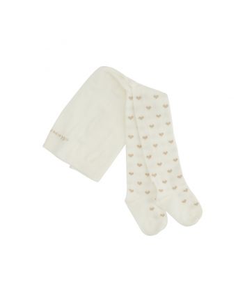 Girls Ivory Heart Cotton Warm Tights