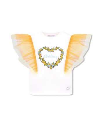 Flounces Printed T-Shirt, ecru/kari