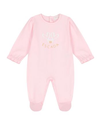 Baby Girls Pink Logo-Print Rompers