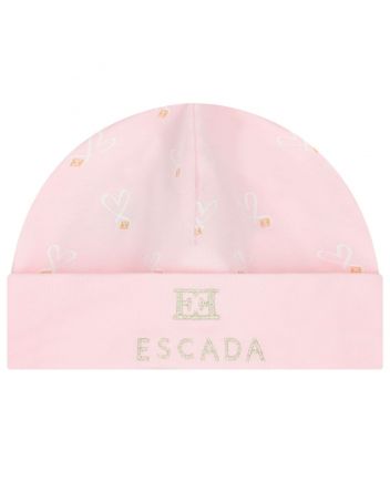Baby Girls Pink Embroidered-Logo Caps
