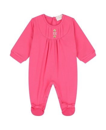 Baby Girls Pink Logo-Print Rompers
