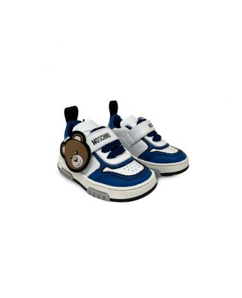 Boys Blue & White Leather Trainers