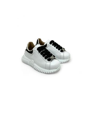 Kids White Leather Sneakers