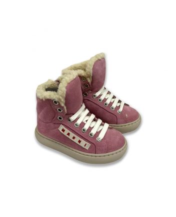 Girls Pink Suede Sneakers