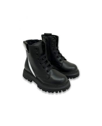 Girls Black Boots With Wide Tread Sole