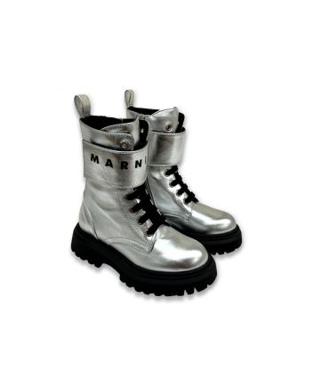 Girls Silver Boots With Wide Tread Sole