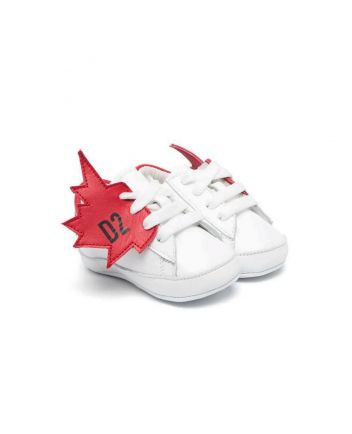 Baby Boys White Logo-Patch Leather Sneakers