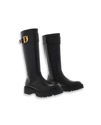 Girls Black Logo-Patch Boots