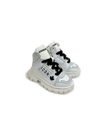 Boys White Icon Panelled Flatform Sneakers