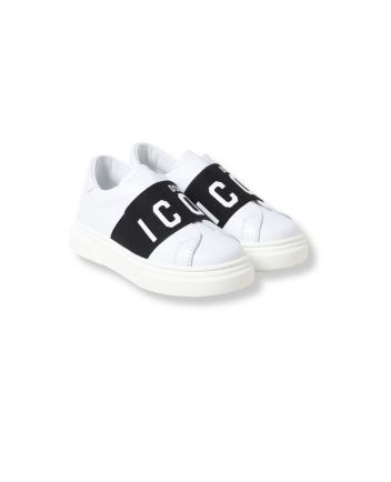 Boys White Logo-Patch Shoes