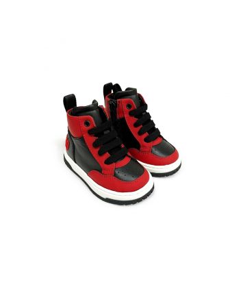 Kids Red Logo-Patch Ankle Sneakers
