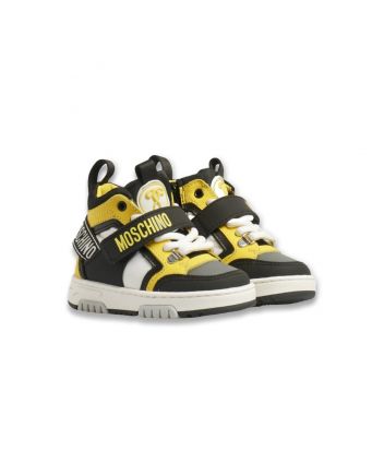 Kids Yellow Tear-Logo Ankle Sneakers