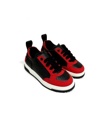 Boys Red & Black Logo Embroidery Sneakers